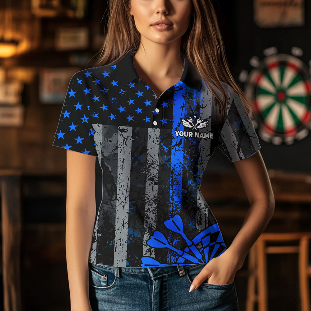 Custom Blue Grunge US Flag Patriotic Darts, Retro Darts Board Darts Team