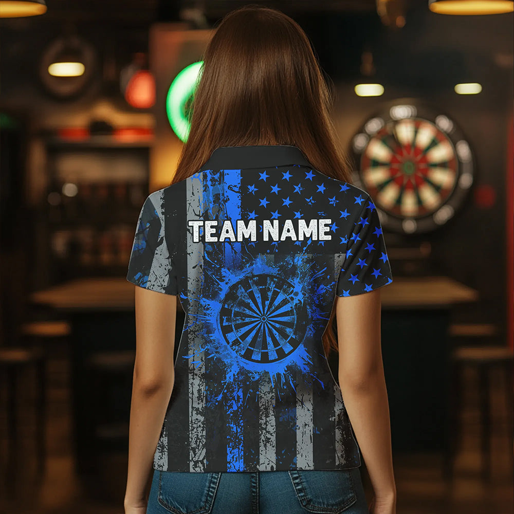 Custom Blue Grunge US Flag Patriotic Darts, Retro Darts Board Darts Team