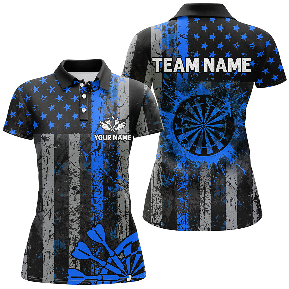 Custom Blue Grunge US Flag Patriotic Darts, Retro Darts Board Darts Team
