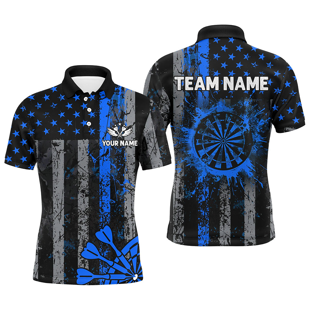 Custom Blue Grunge US Flag Patriotic Darts, Retro Darts Board Darts Team