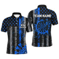 Custom Blue Grunge US Flag Patriotic Darts, Retro Darts Board Darts Team