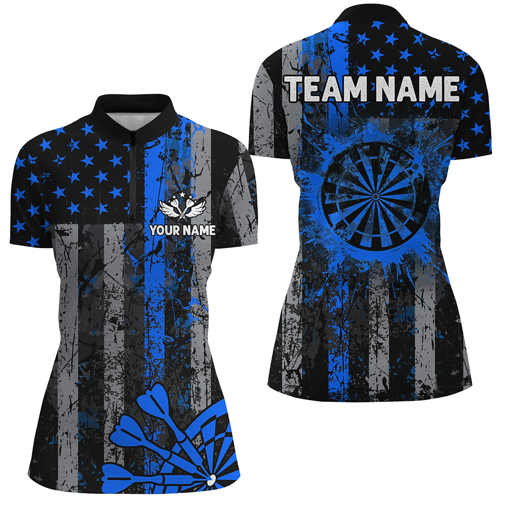 Custom Blue Grunge US Flag Patriotic Darts, Retro Darts Board Darts Team