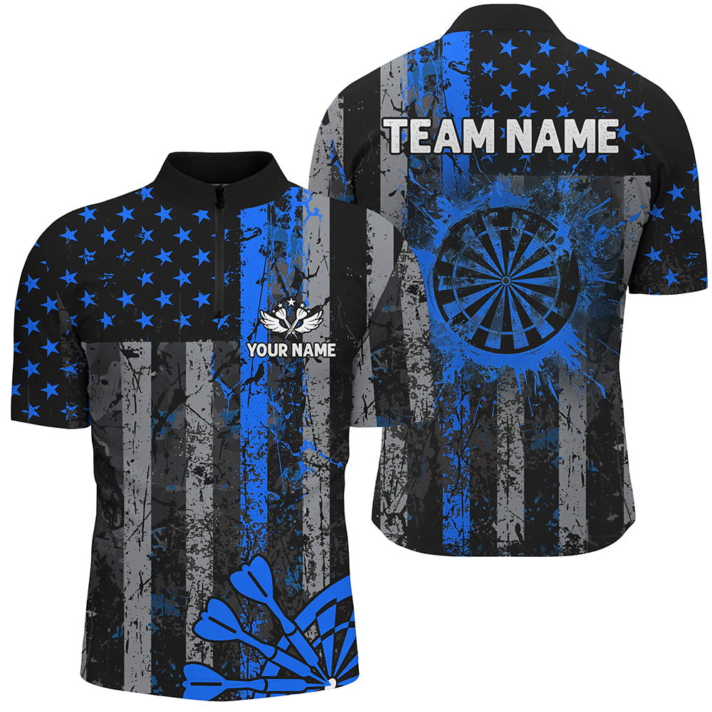 Custom Blue Grunge US Flag Patriotic Darts, Retro Darts Board Darts Team