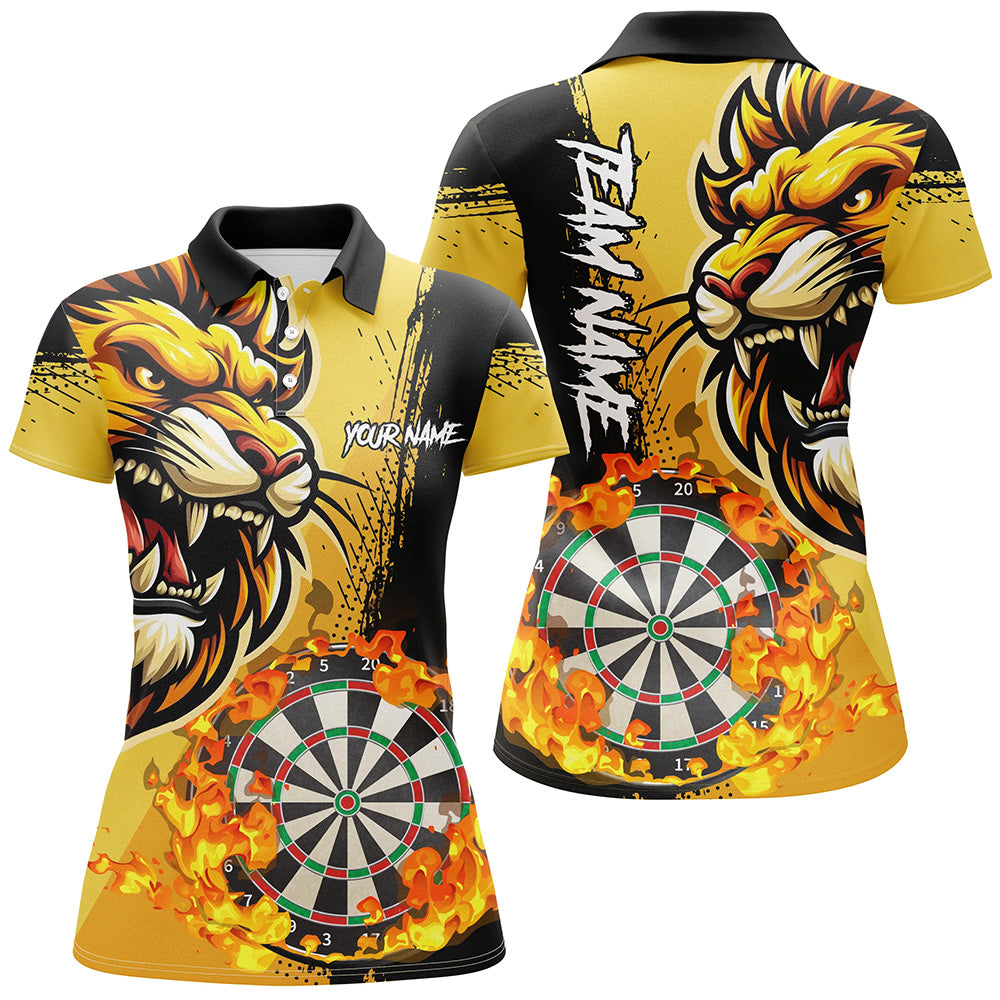 Yellow Funny Darts Flame Lion Custom and Quarter-Zip, Personalized Men Dart Dart