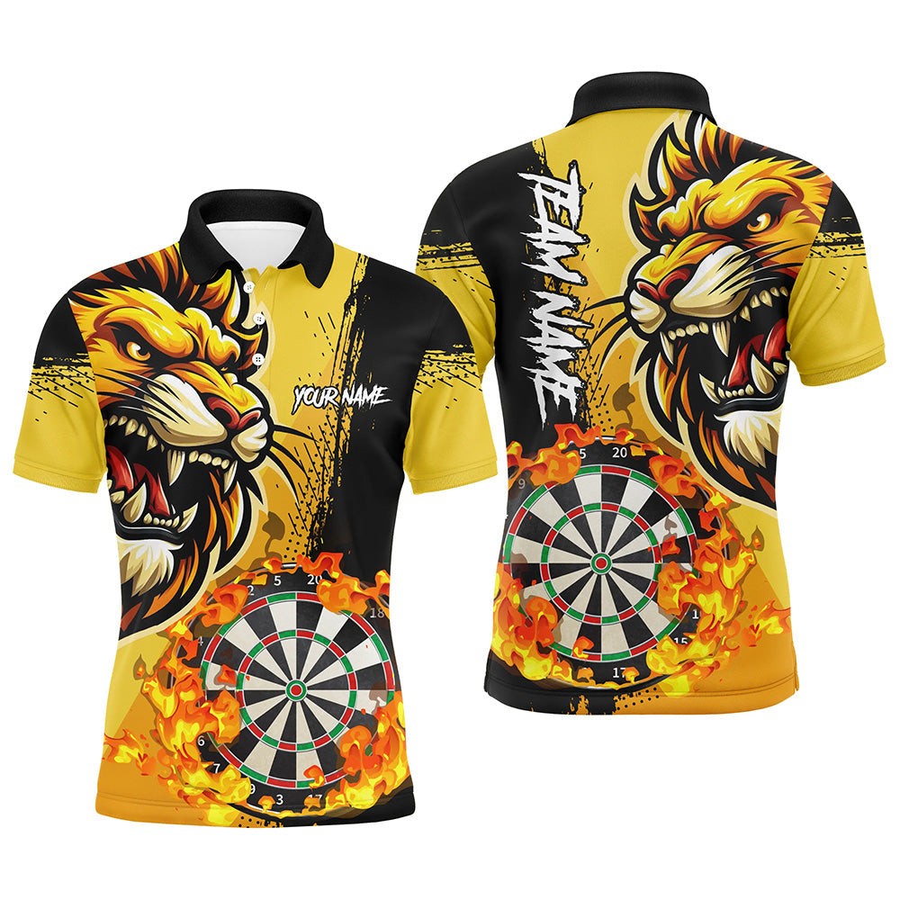 Yellow Funny Darts Flame Lion Custom and Quarter-Zip, Personalized Men Dart Dart