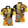 Yellow Funny Darts Flame Lion Custom and Quarter-Zip, Personalized Men Dart Dart