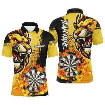 Yellow Funny Darts Flame Lion Custom and Quarter-Zip, Personalized Men Dart Dart