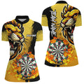 Yellow Funny Darts Flame Lion Custom and Quarter-Zip, Personalized Men Dart Dart