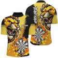 Yellow Funny Darts Flame Lion Custom and Quarter-Zip, Personalized Men Dart Dart