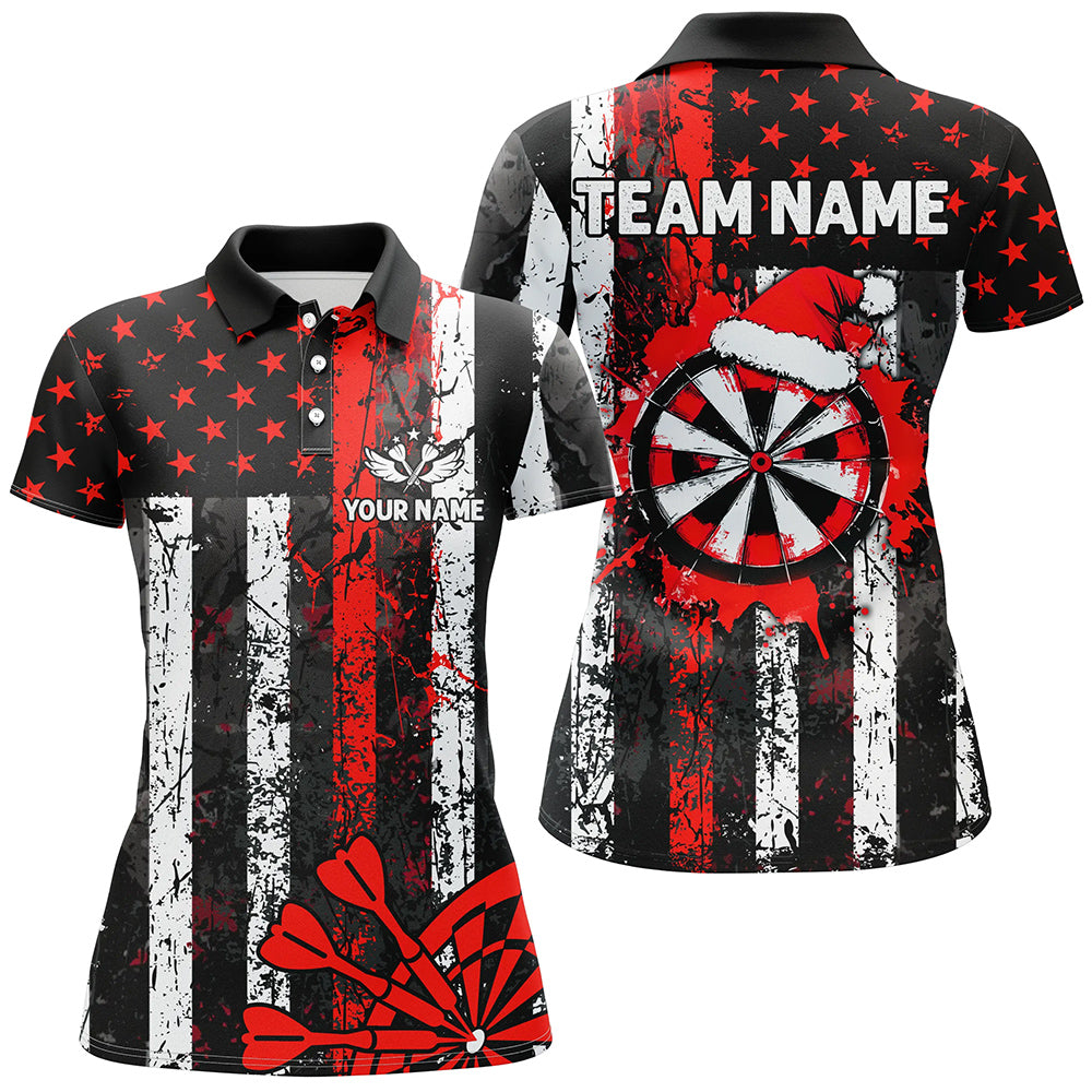 Custom White And Red Santa Christmas Grunge US Flag Men Dart Patriotic Xmas Dart