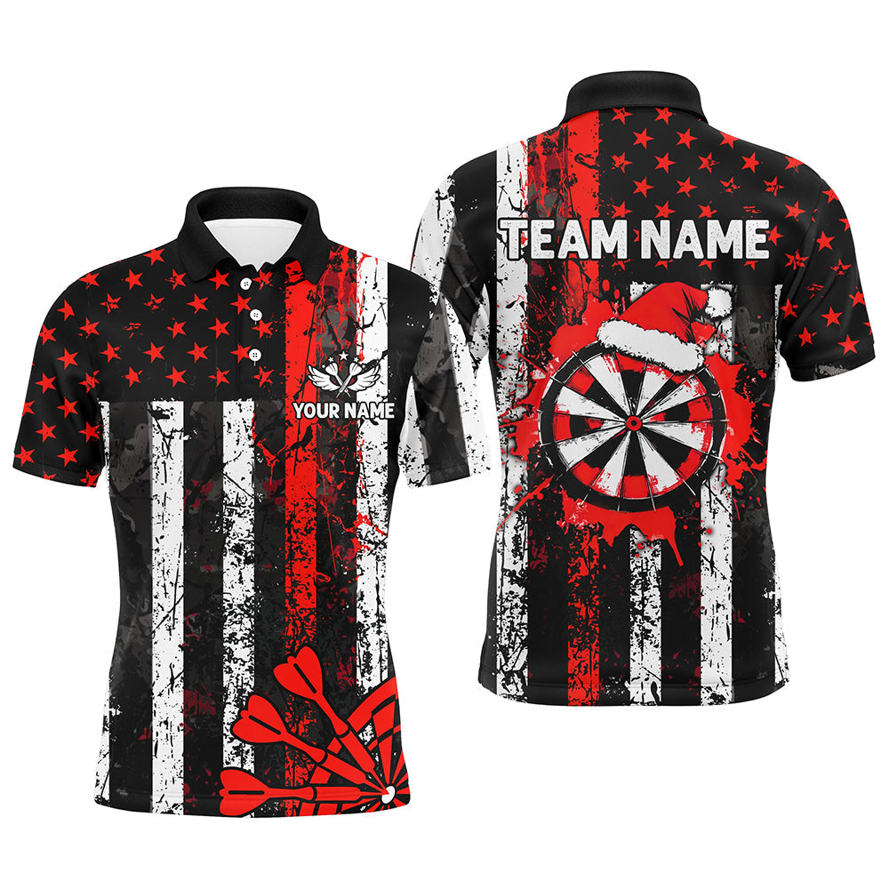 Custom White And Red Santa Christmas Grunge US Flag Men Dart Patriotic Xmas Dart
