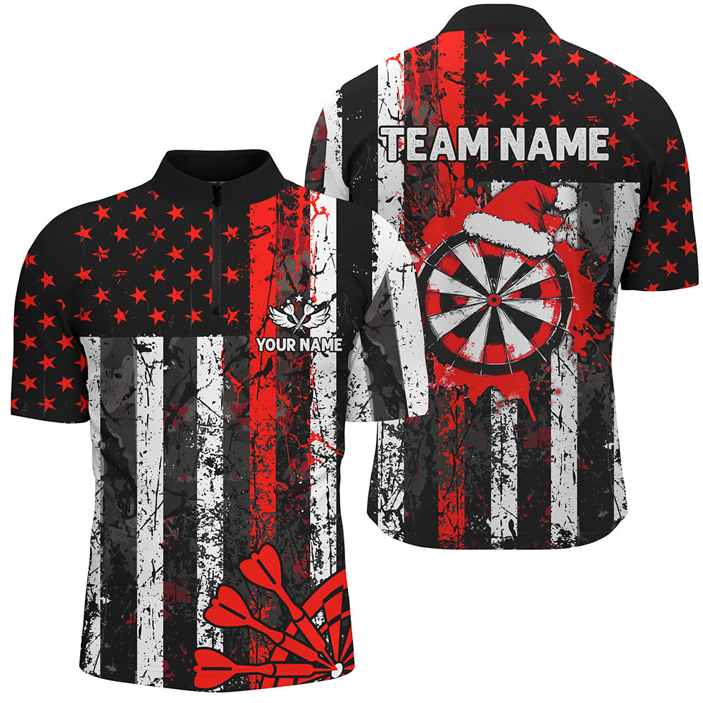 Custom White And Red Santa Christmas Grunge US Flag Men Dart Patriotic Xmas Dart