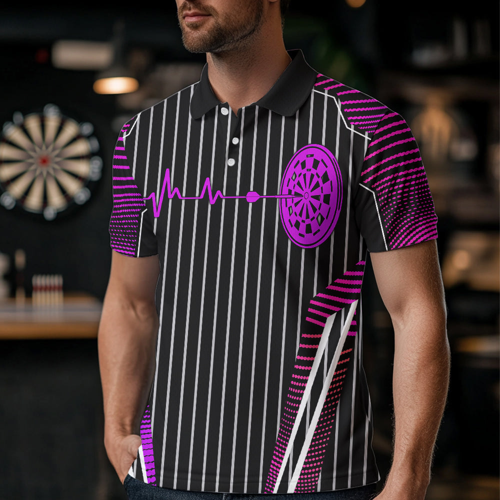 Neon Pink Dartboard Pulse Heartbeat Custom Men Dart, Funny Wings Cool Dart Team