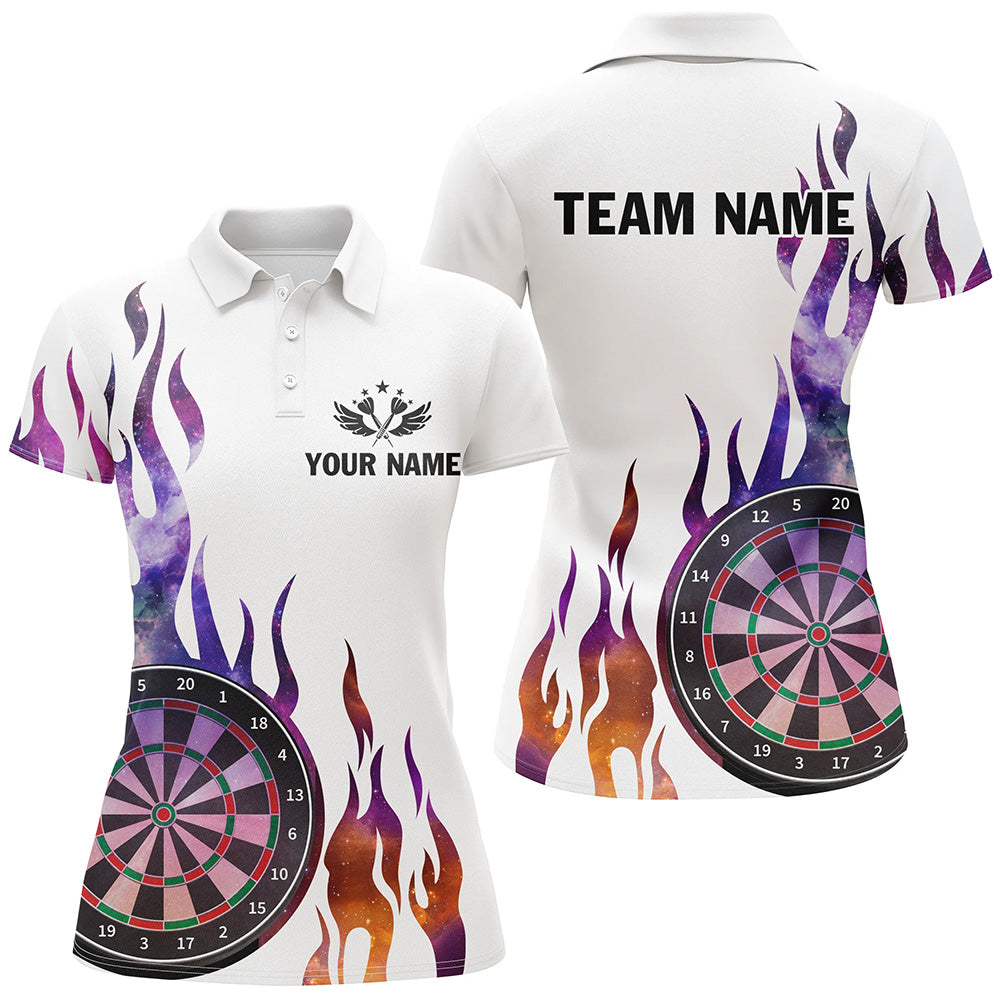 Personalized Fire Sparkle Pattern Custom White Dart, Dart Team Short Sleeve