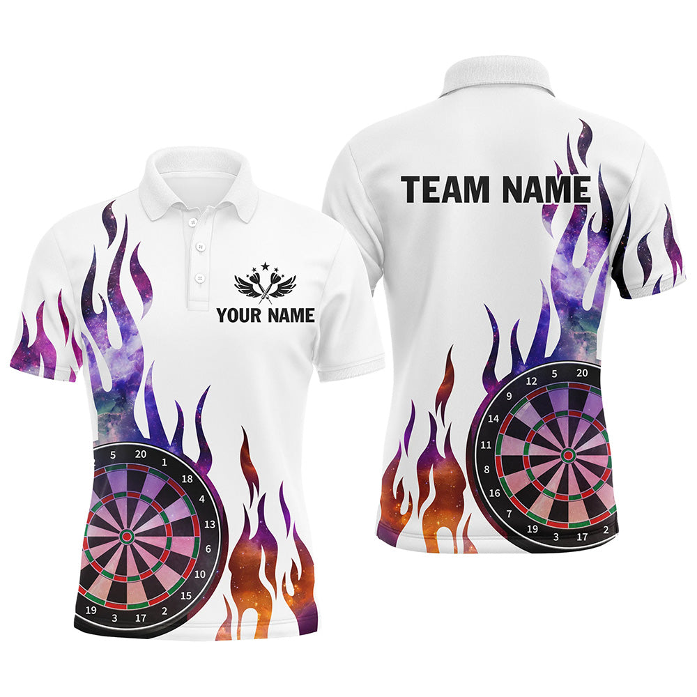 Personalized Fire Sparkle Pattern Custom White Dart, Dart Team Short Sleeve