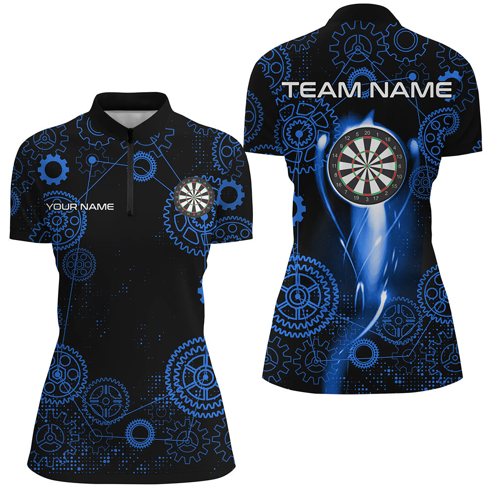Blue Darts Gearwheel Pattern Custom Dart, Dart Darts League Team Uniform