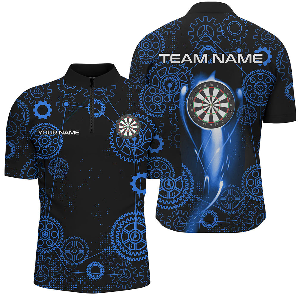 Blue Darts Gearwheel Pattern Custom Dart, Dart Darts League Team Uniform