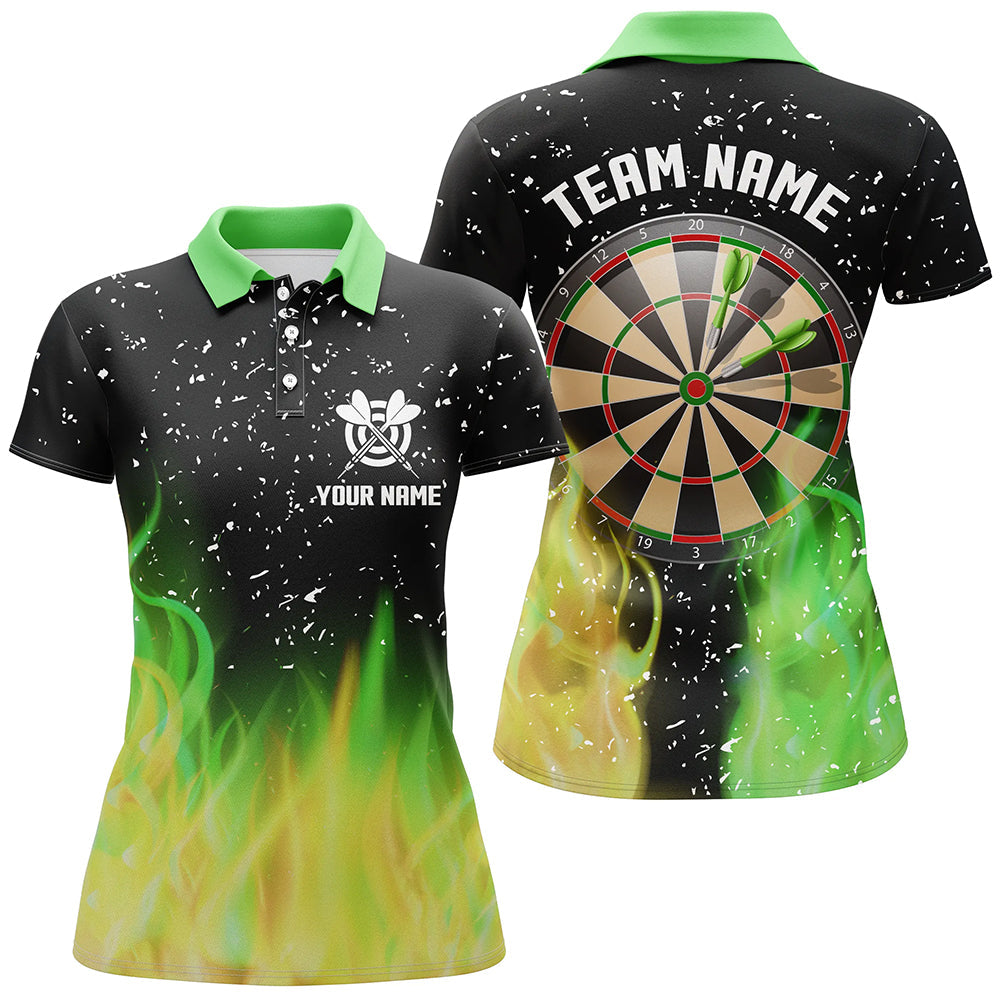 Green And Yellow Fire Dartboard Men Darts Quarter-Zip Custom Dart For Team