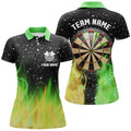 Green And Yellow Fire Dartboard Men Darts Quarter-Zip Custom Dart For Team