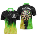 Green And Yellow Fire Dartboard Men Darts Quarter-Zip Custom Dart For Team