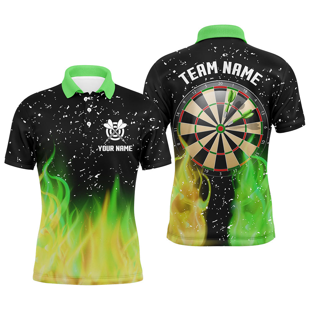 Green And Yellow Fire Dartboard Men Darts Quarter-Zip Custom Dart For Team