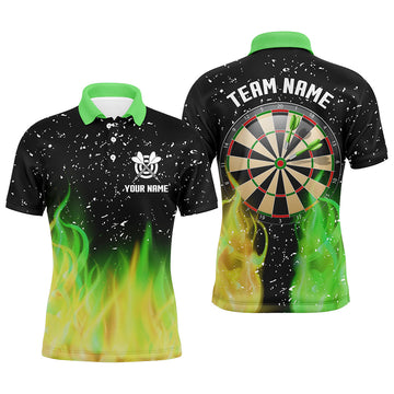 Green And Yellow Fire Dartboard Men Darts Quarter-Zip Custom Dart For Team