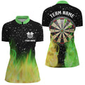 Green And Yellow Fire Dartboard Men Darts Quarter-Zip Custom Dart For Team