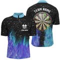Blue And Purple Fire Dartboard Men Darts Quarter-Zip Custom Dart For Team