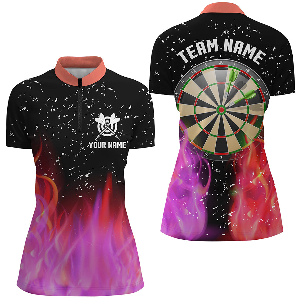 3D Red And Pink Fire Dartboard Men Darts Quarter-Zip Custom Dart For Team
