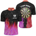 3D Red And Pink Fire Dartboard Men Darts Quarter-Zip Custom Dart For Team