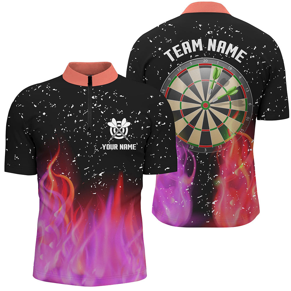 3D Red And Pink Fire Dartboard Men Darts Quarter-Zip Custom Dart For Team