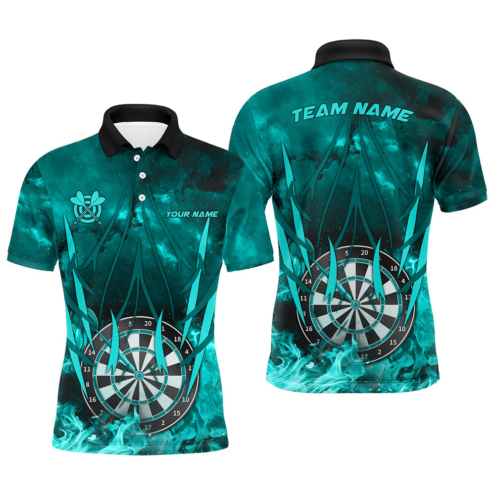 Personalized Turquoise 3D Darts Board On Fire Men Darts Custom Flame Darts For Player