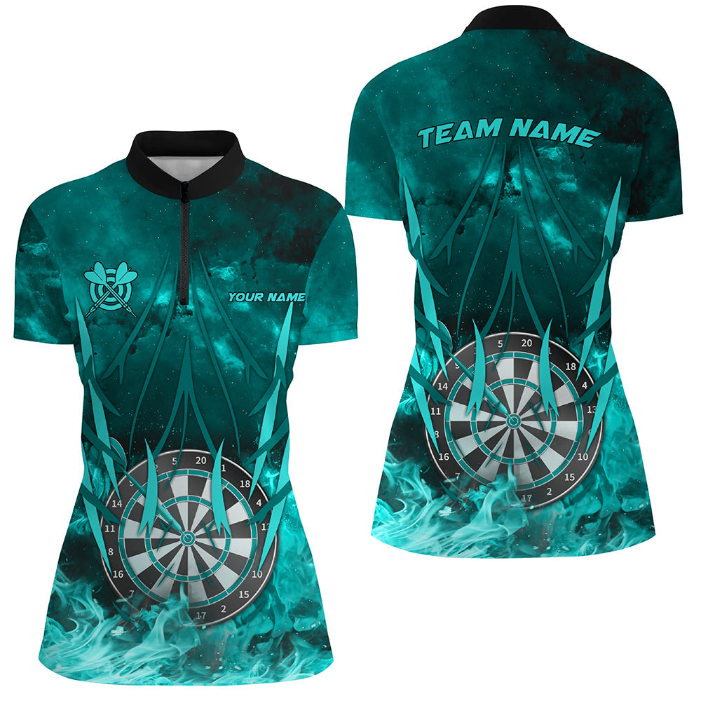 Personalized Turquoise 3D Darts Board On Fire Men Darts Custom Flame Darts For Player