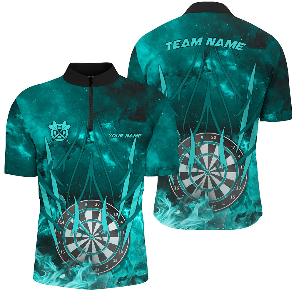 Personalized Turquoise 3D Darts Board On Fire Men Darts Custom Flame Darts For Player