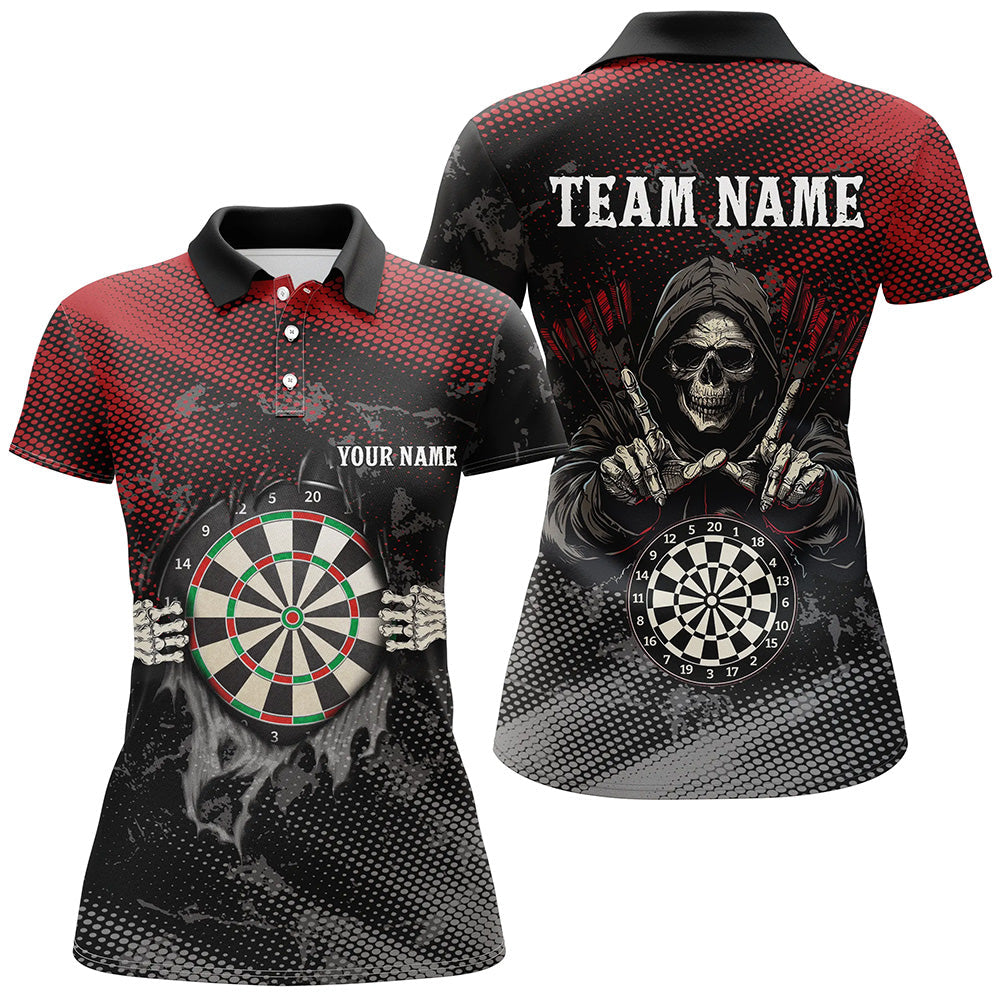 Red And Black Death Skeleton Custom Darts, Personalized Skull Darts Team