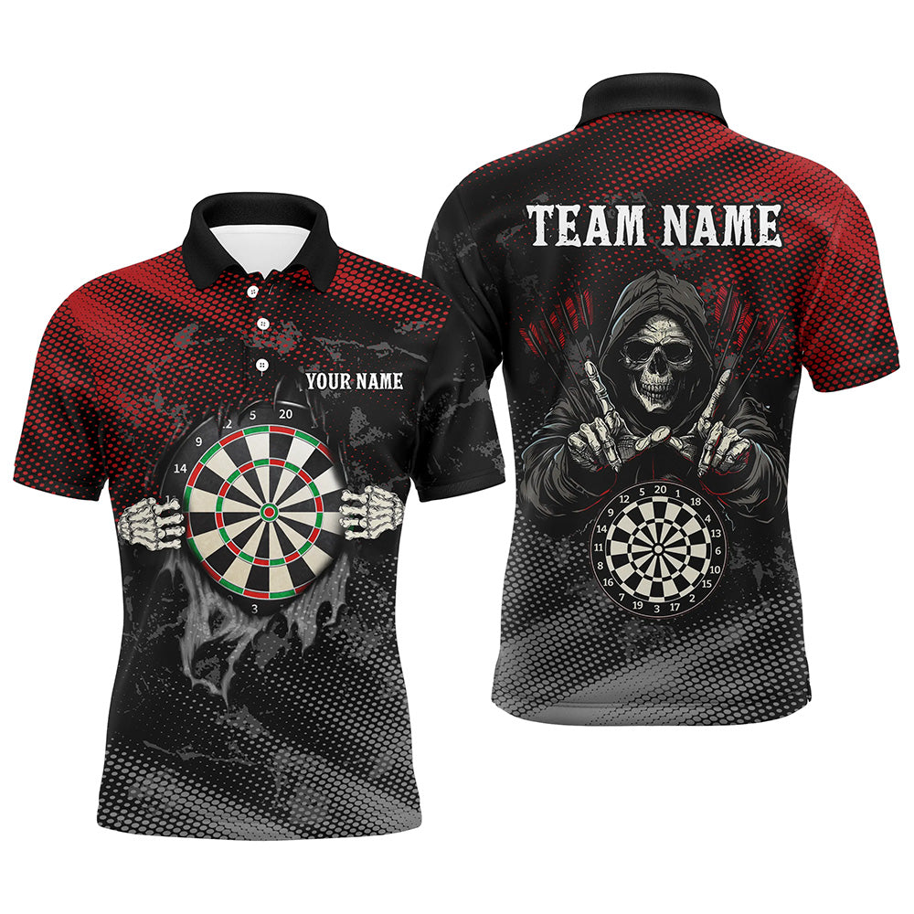 Red And Black Death Skeleton Custom Darts, Personalized Skull Darts Team