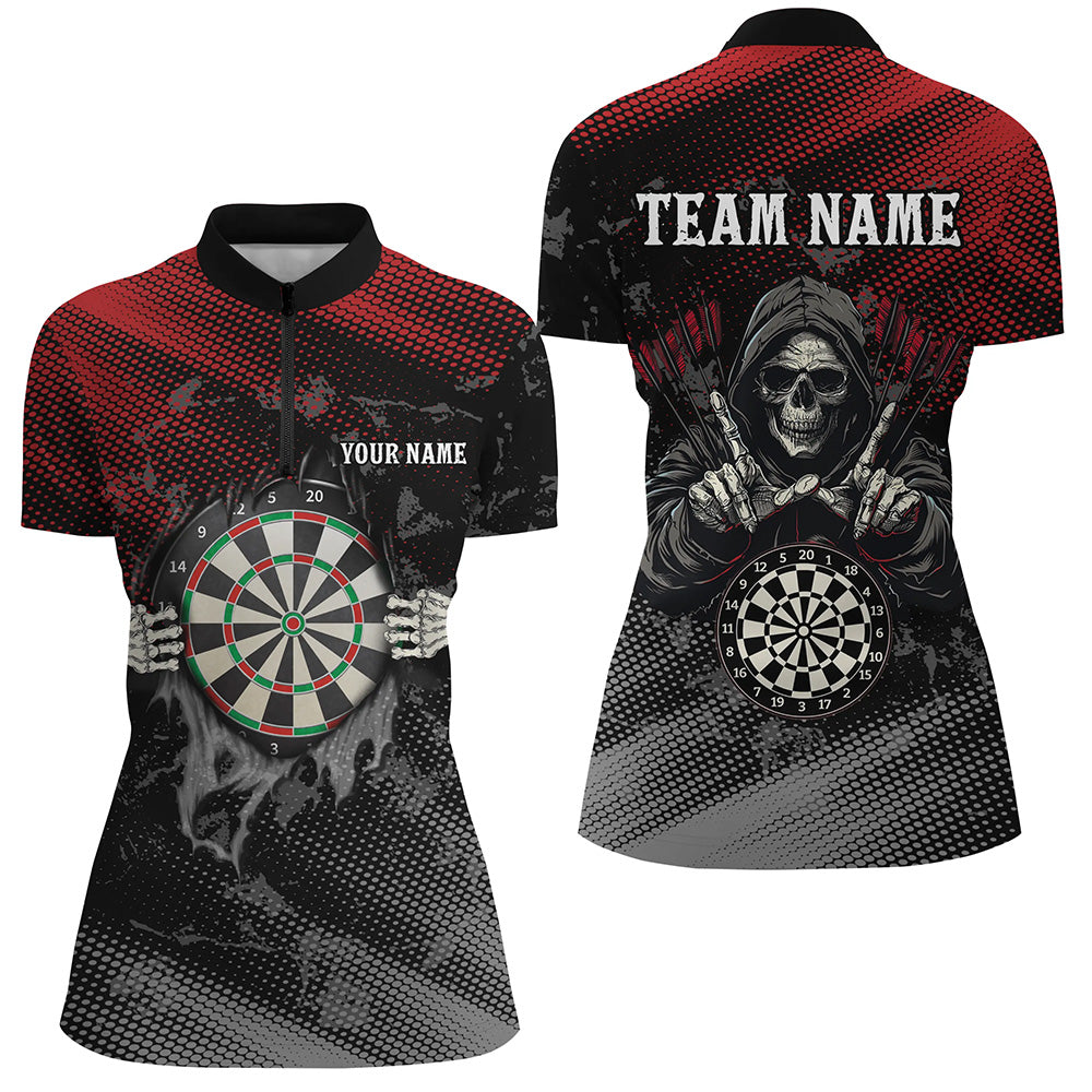 Red And Black Death Skeleton Custom Darts, Personalized Skull Darts Team
