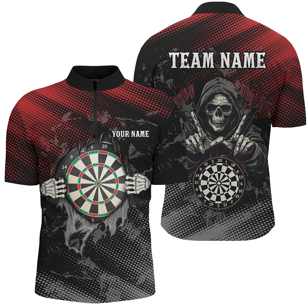 Red And Black Death Skeleton Custom Darts, Personalized Skull Darts Team