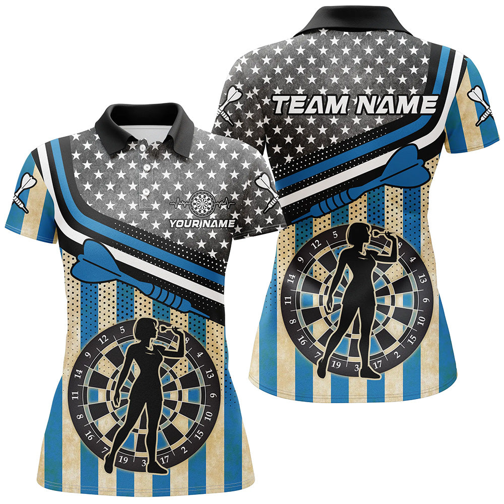 Personalized Blue Retro American Flag Darts Custom Patriotic Darts Player