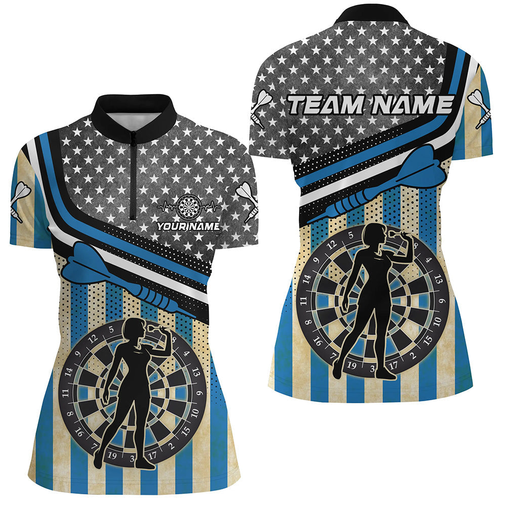 Personalized Blue Retro American Flag Darts Custom Patriotic Darts Player