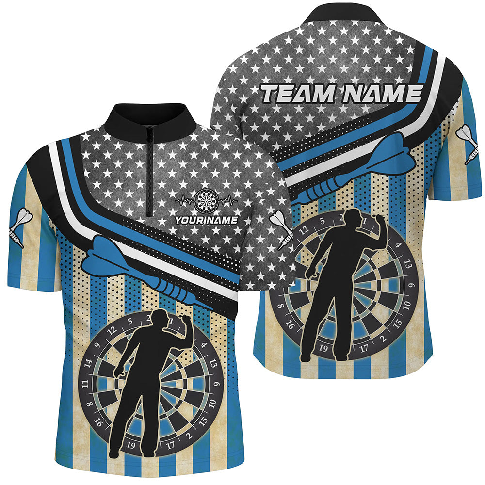 Personalized Blue Retro American Flag Darts Custom Patriotic Darts Player