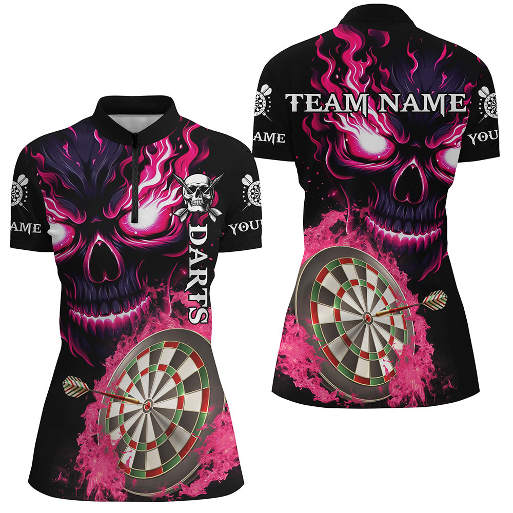 Personalized Pink Darts Board Flame Skull Men Dart Custom Team League Dart Uniform