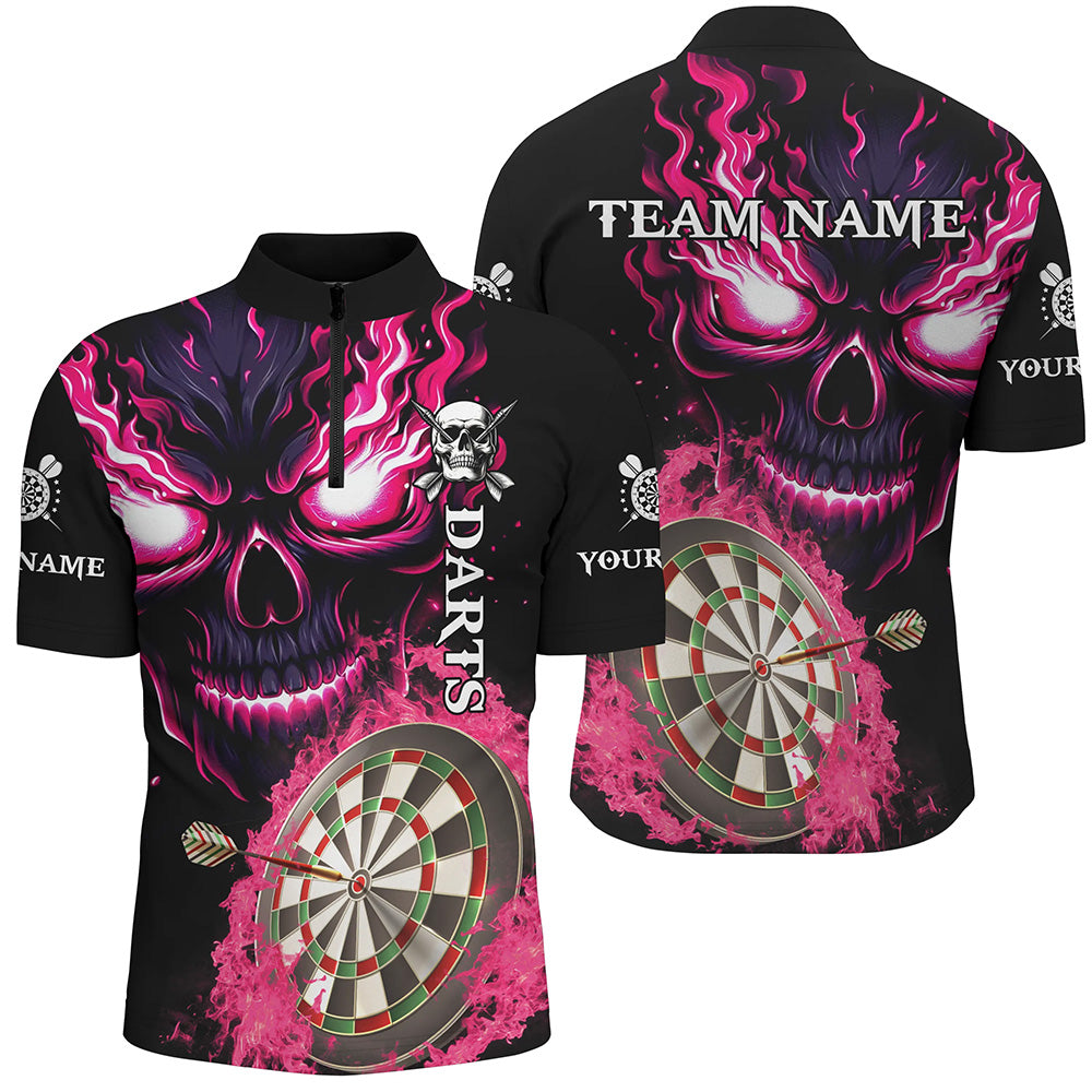 Personalized Pink Darts Board Flame Skull Men Dart Custom Team League Dart Uniform