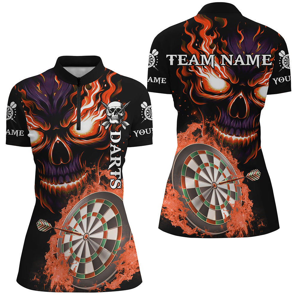 Personalized Orange Darts Board Flame Skull Men Dart Custom Team League Dart Uniform