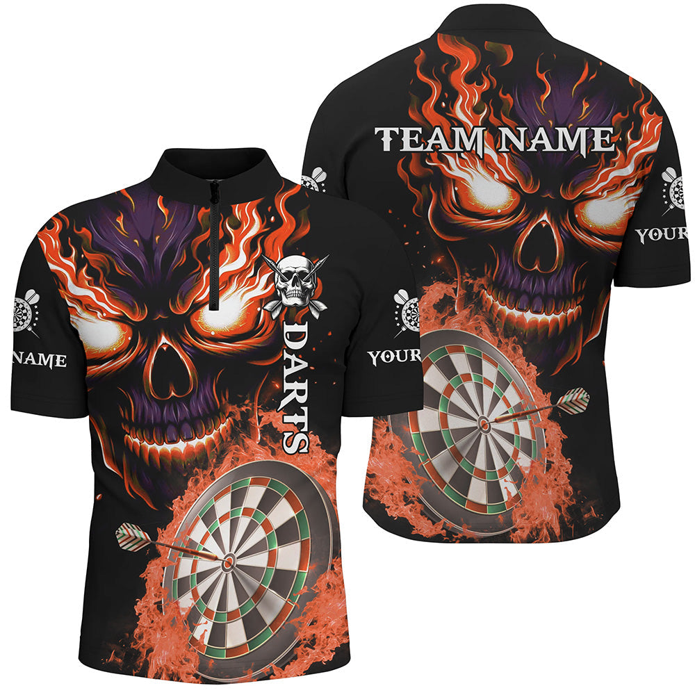 Personalized Orange Darts Board Flame Skull Men Dart Custom Team League Dart Uniform