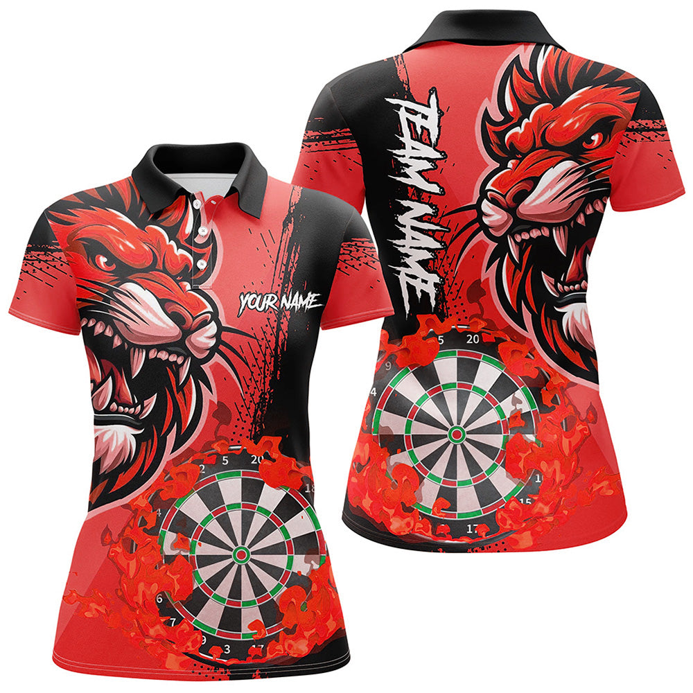 Red Funny Darts Flame Lion Custom and Quarter-Zip, Personalized Men Dart Dart
