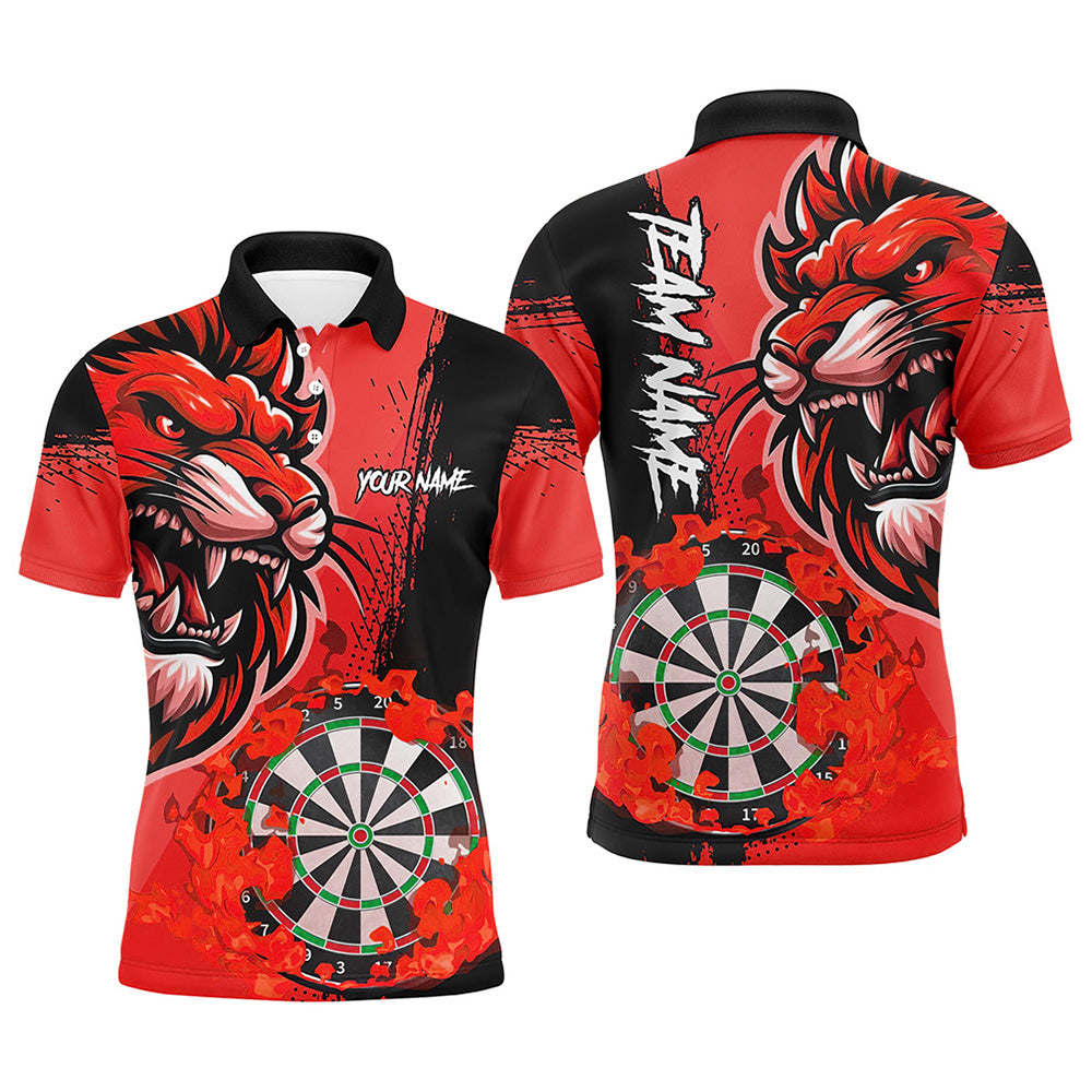 Red Funny Darts Flame Lion Custom and Quarter-Zip, Personalized Men Dart Dart