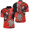 Red Funny Darts Flame Lion Custom and Quarter-Zip, Personalized Men Dart Dart