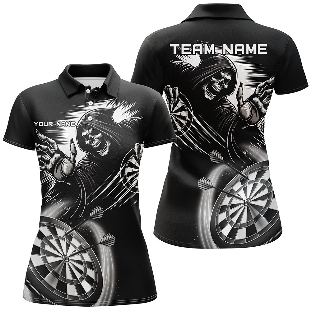 Personalized Black White Death Skeleton Dart Custom Scary Dart Team Uniform