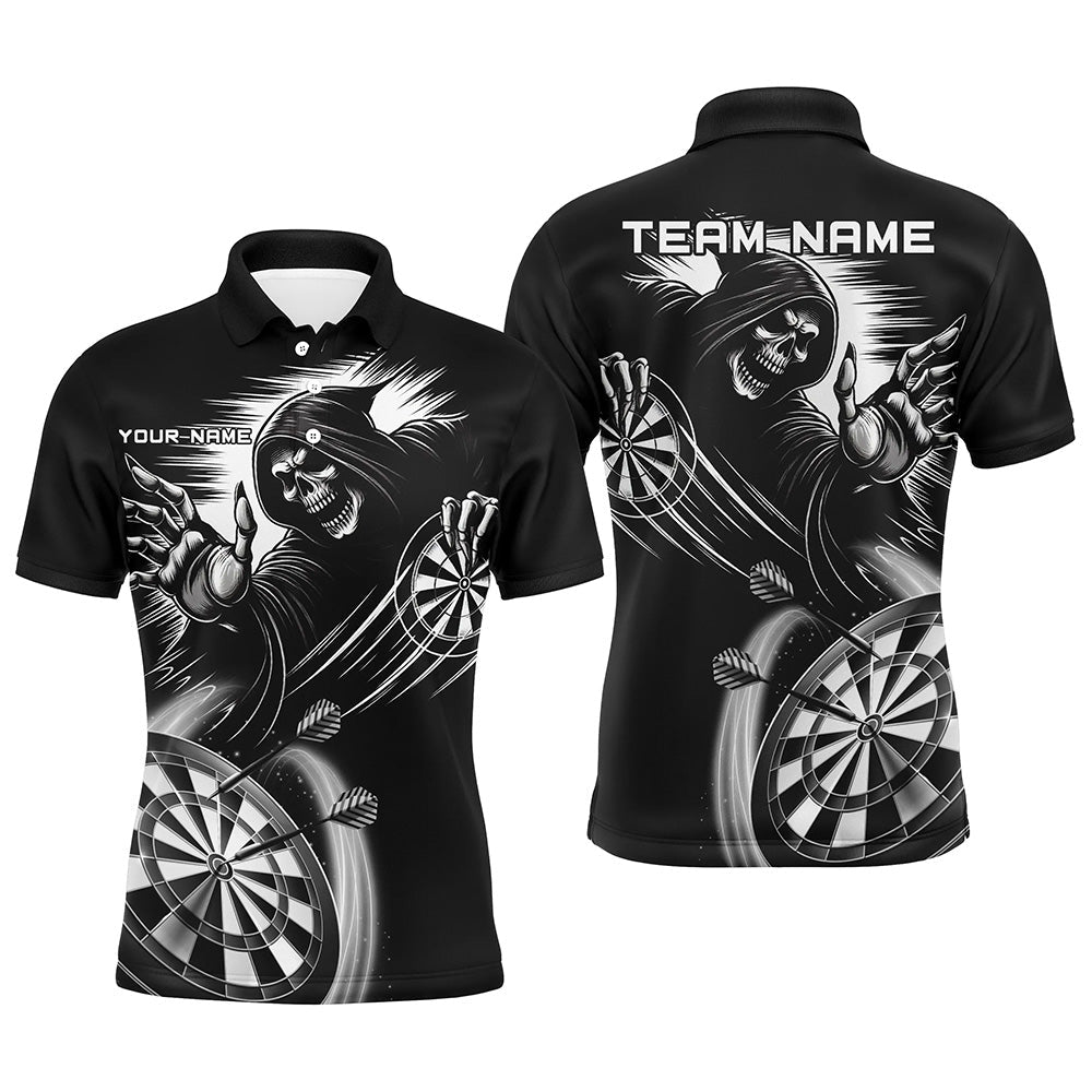 Personalized Black White Death Skeleton Dart Custom Scary Dart Team Uniform